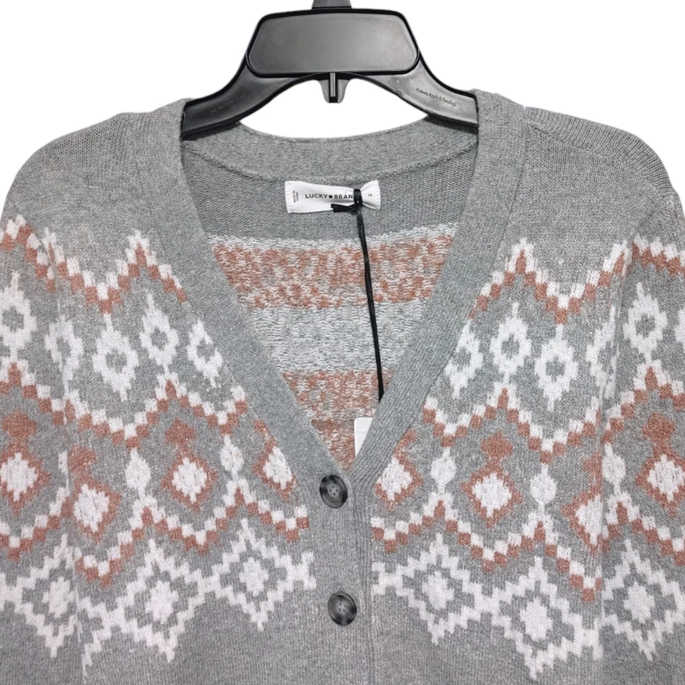 Lucky Brand Snowflake Geometric Cardigan Sweater Dress Women's Plus Size  2X NWT - Picture 7 of 12